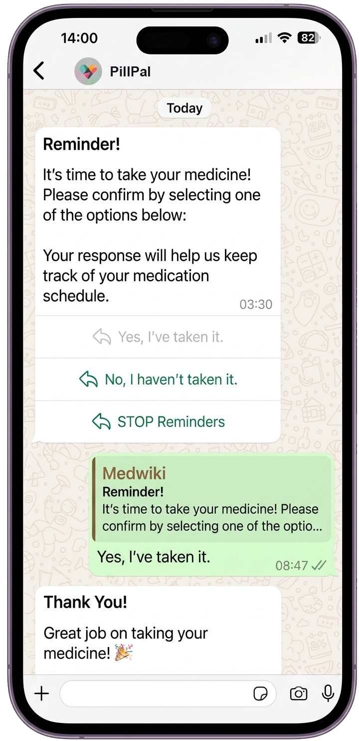 PillPal medication reminder app shown on a mobile phone